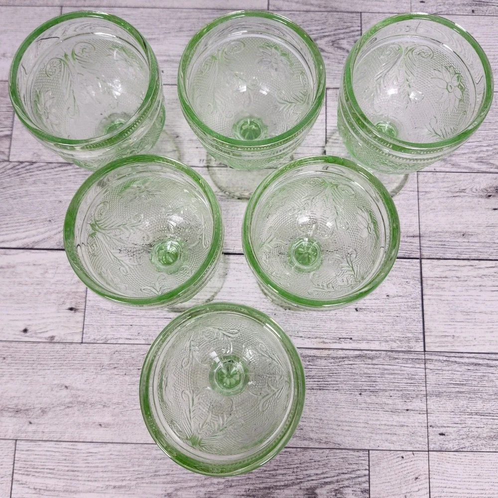 Vtg Indiana Sandwich Glass Chantilly Green Tiara Exclusive Decanter Set 10344